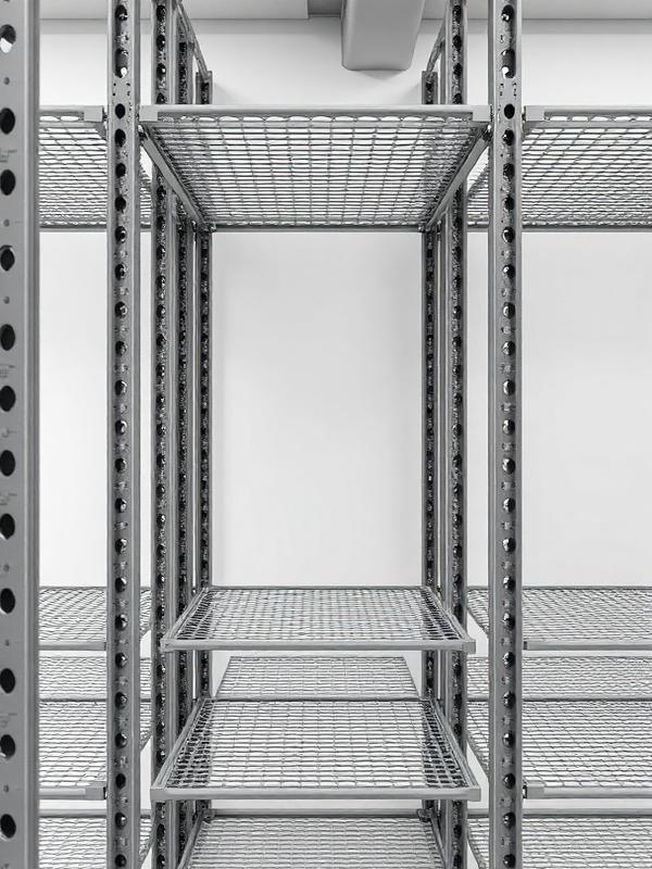 Close-up of a steel server rack